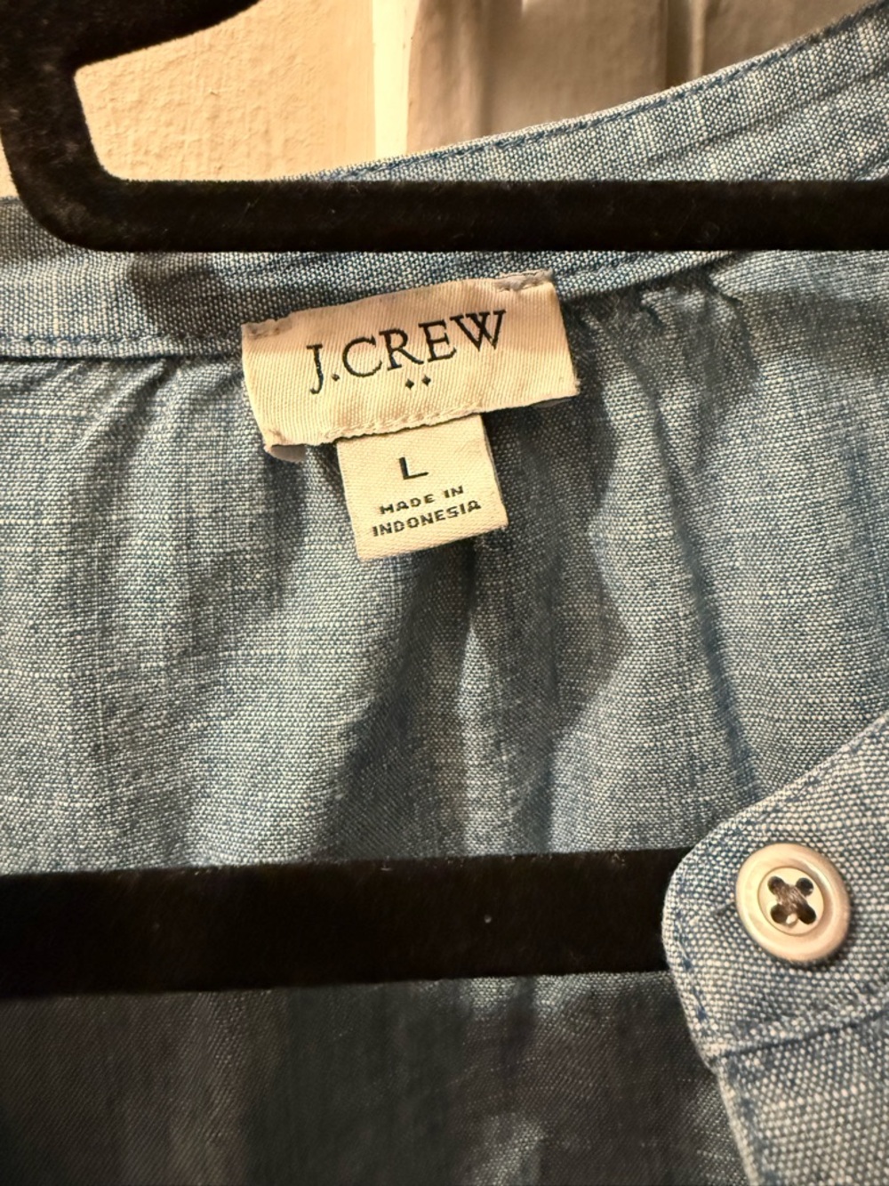 Jcrew Factory Chambray Ruffle Button-Front Women's Top - Picture 2 of 5